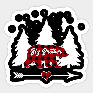 Big Brother Bear Buffalo Red Plaid Matching Family Christmas Sticker